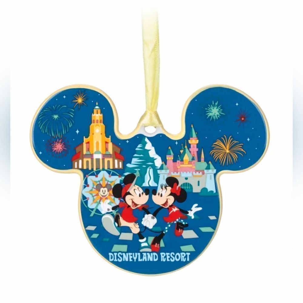 Disney Disneyland 2022 Mickey Minnie Friends Disc Ceramic Christmas Ornament